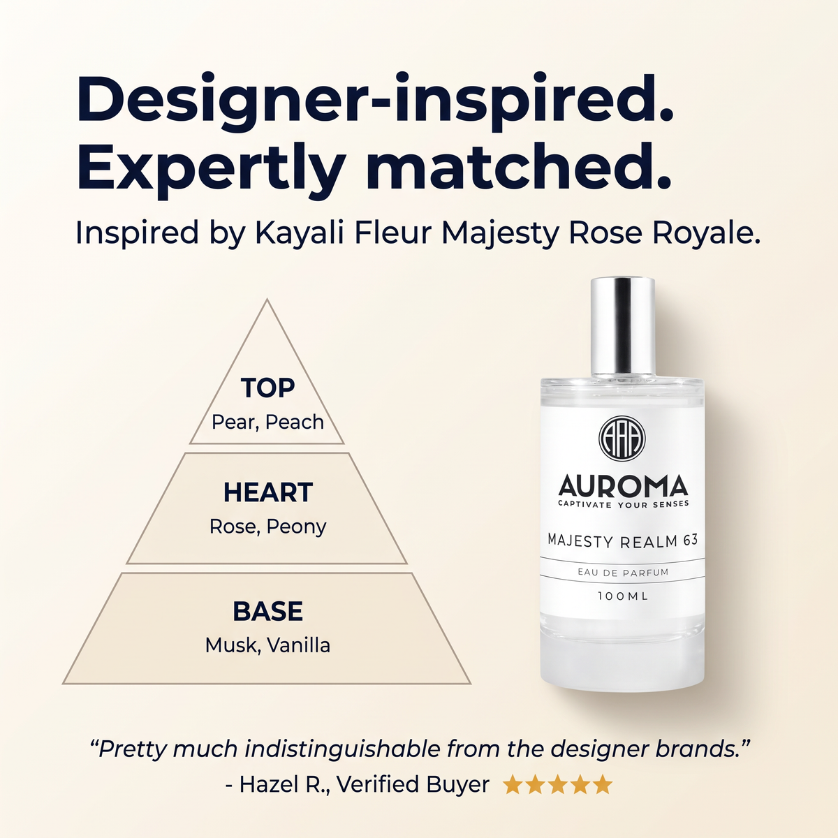 Designer-inspired, expertly matched - inspired by Kayali Fleur Majesty Rose Royale