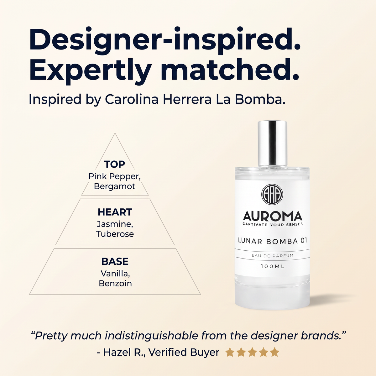 Designer-inspired, expertly matched - inspired by Carolina Herrera La Bomba